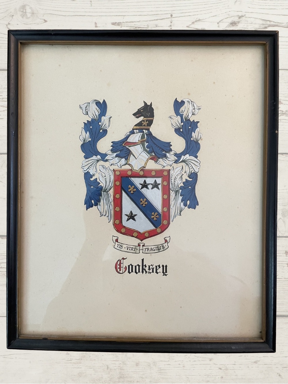 COOKSEY Family Crest Vintage Hand Painted Coat of Arms International Heraldic